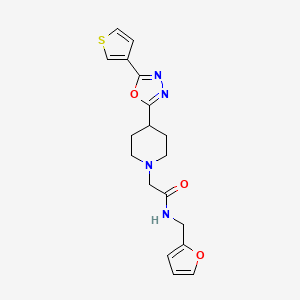 N-(furan-2-ylmethyl)-2-(4-(5-(thiophen-3-yl)-1,3,4-oxadiazol-2-yl)piperidin-1-yl)acetamide
