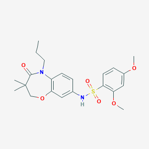 molecular formula C22H28N2O6S B2405699 N-(3,3-dimethyl-4-oxo-5-propyl-2,3,4,5-tetrahydrobenzo[b][1,4]oxazepin-8-yl)-2,4-dimethoxybenzenesulfonamide CAS No. 922049-88-5