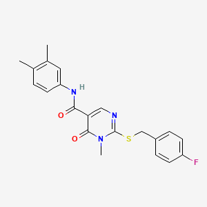 N-(3,4-dimethylphenyl)-2-[(4-fluorophenyl)methylsulfanyl]-1-methyl-6-oxopyrimidine-5-carboxamide