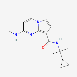 molecular formula C16H22N4O B2405715 N-(2-Cyclopropylpropan-2-yl)-4-methyl-2-(methylamino)pyrrolo[1,2-a]pyrimidine-8-carboxamide CAS No. 2138338-16-4