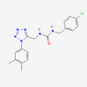 molecular formula C18H19ClN6O B2405719 1-(4-chlorobenzyl)-3-((1-(3,4-dimethylphenyl)-1H-tetrazol-5-yl)methyl)urea CAS No. 942000-49-9