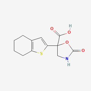 molecular formula C12H13NO4S B2405723 2-Oxo-5-(4,5,6,7-tetrahydro-1-benzothiophen-2-yl)-1,3-oxazolidine-5-carboxylic acid CAS No. 2248290-30-2