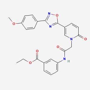 molecular formula C25H22N4O6 B2405726 ethyl 3-(2-(5-(3-(4-methoxyphenyl)-1,2,4-oxadiazol-5-yl)-2-oxopyridin-1(2H)-yl)acetamido)benzoate CAS No. 1112313-62-8