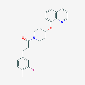 molecular formula C24H25FN2O2 B2405730 3-(3-Fluoro-4-methylphenyl)-1-(4-(quinolin-8-yloxy)piperidin-1-yl)propan-1-one CAS No. 1903624-07-6