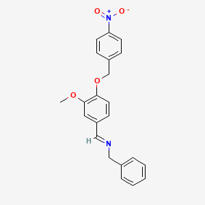 molecular formula C22H20N2O4 B2405733 N-((3-Methoxy-4-((4-nitrobenzyl)oxy)phenyl)methylene)(phenyl)methanamine CAS No. 328263-30-5