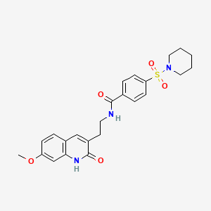 molecular formula C24H27N3O5S B2405734 N-[2-(7-methoxy-2-oxo-1H-quinolin-3-yl)ethyl]-4-piperidin-1-ylsulfonylbenzamide CAS No. 851406-23-0