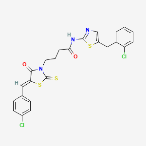 molecular formula C24H19Cl2N3O2S3 B2405738 (Z)-N-(5-(2-chlorobenzyl)thiazol-2-yl)-4-(5-(4-chlorobenzylidene)-4-oxo-2-thioxothiazolidin-3-yl)butanamide CAS No. 301222-90-2