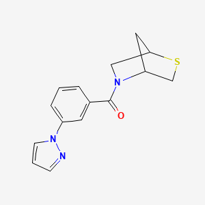 molecular formula C15H15N3OS B2405740 (3-(1H-pyrazol-1-yl)phenyl)(2-thia-5-azabicyclo[2.2.1]heptan-5-yl)methanone CAS No. 2034284-84-7