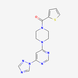 molecular formula C15H15N7OS B2405748 (4-(6-(1H-1,2,4-三唑-1-基)嘧啶-4-基)哌嗪-1-基)(噻吩-2-基)甲苯酮 CAS No. 1788562-07-1
