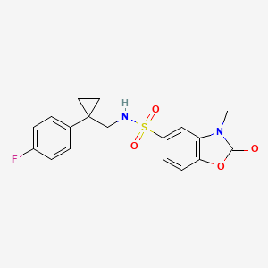 molecular formula C18H17FN2O4S B2405750 N-((1-(4-fluorophenyl)cyclopropyl)methyl)-3-methyl-2-oxo-2,3-dihydrobenzo[d]oxazole-5-sulfonamide CAS No. 1428372-57-9
