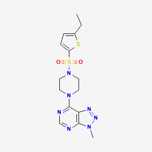 molecular formula C15H19N7O2S2 B2405751 7-(4-((5-ethylthiophen-2-yl)sulfonyl)piperazin-1-yl)-3-methyl-3H-[1,2,3]triazolo[4,5-d]pyrimidine CAS No. 1058205-67-6