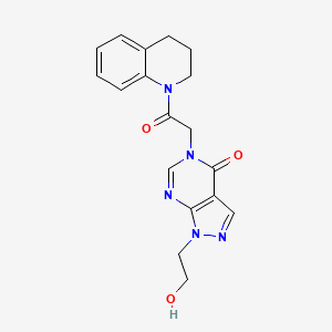 molecular formula C18H19N5O3 B2405752 5-[2-(3,4-二氢-2H-喹啉-1-基)-2-氧代乙基]-1-(2-羟乙基)吡唑并[3,4-d]嘧啶-4-酮 CAS No. 900011-24-7