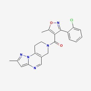 molecular formula C21H18ClN5O2 B2405753 (3-(2-chlorophenyl)-5-methylisoxazol-4-yl)(2-methyl-8,9-dihydropyrazolo[1,5-a]pyrido[3,4-e]pyrimidin-7(6H)-yl)methanone CAS No. 1797189-93-5