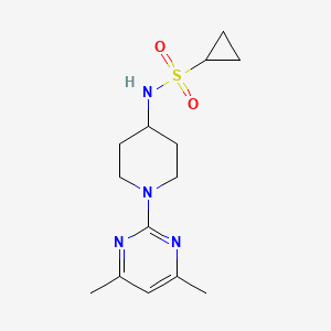 molecular formula C14H22N4O2S B2405754 N-[1-(4,6-Dimethylpyrimidin-2-yl)piperidin-4-yl]cyclopropanesulfonamide CAS No. 2415533-54-7