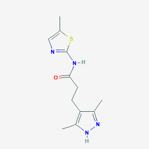 molecular formula C12H16N4OS B2405757 3-(3,5-dimethyl-1H-pyrazol-4-yl)-N-(5-methylthiazol-2-yl)propanamide CAS No. 1286695-15-5