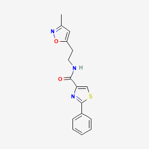 molecular formula C16H15N3O2S B2405758 N-(2-(3-methylisoxazol-5-yl)ethyl)-2-phenylthiazole-4-carboxamide CAS No. 1421508-58-8