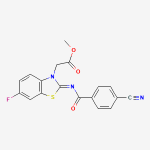(Z)-methyl 2-(2-((4-cyanobenzoyl)imino)-6-fluorobenzo[d]thiazol-3(2H)-yl)acetate