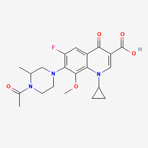 molecular formula C21H24FN3O5 B2405768 7-(4-Acetyl-3-methylpiperazin-1-yl)-1-cyclopropyl-6-fluoro-8-methoxy-4-oxo-1,4-dihydroquinoline-3-carboxylic acid CAS No. 955283-66-6