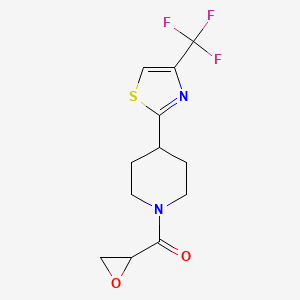 molecular formula C12H13F3N2O2S B2405775 Oxiran-2-yl-[4-[4-(trifluoromethyl)-1,3-thiazol-2-yl]piperidin-1-yl]methanone CAS No. 2411304-26-0