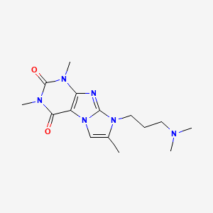 molecular formula C15H22N6O2 B2405789 8-(3-(dimethylamino)propyl)-1,3,7-trimethyl-1H-imidazo[2,1-f]purine-2,4(3H,8H)-dione CAS No. 876902-58-8