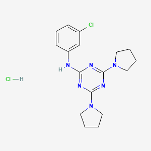 molecular formula C17H22Cl2N6 B2405796 盐酸N-(3-氯苯基)-4,6-二(吡咯烷-1-基)-1,3,5-三嗪-2-胺 CAS No. 1179423-43-8
