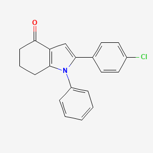 molecular formula C20H16ClNO B2405798 2-(4-氯苯基)-1-苯基-1,5,6,7-四氢-4H-吲哚-4-酮 CAS No. 14073-28-0