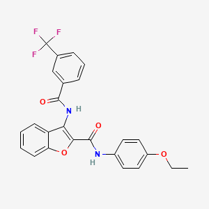 molecular formula C25H19F3N2O4 B2405802 N-(4-乙氧基苯基)-3-(3-(三氟甲基)苯甲酰氨基)苯并呋喃-2-甲酰胺 CAS No. 887889-37-4