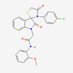 molecular formula C25H20ClN3O4S B2405817 2-(3'-(4-氯苯基)-2,4'-二氧代螺[吲哚啉-3,2'-噻唑烷]-1-基)-N-(2-甲氧基苯基)乙酰胺 CAS No. 894554-78-0