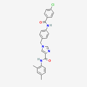 molecular formula C26H23ClN4O2 B2405822 1-(4-(4-氯苯甲酰胺)苄基)-N-(2,4-二甲苯基)-1H-咪唑-4-甲酰胺 CAS No. 1251597-06-4