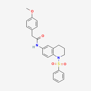 molecular formula C24H24N2O4S B2405833 2-(4-methoxyphenyl)-N-(1-(phenylsulfonyl)-1,2,3,4-tetrahydroquinolin-6-yl)acetamide CAS No. 941871-57-4