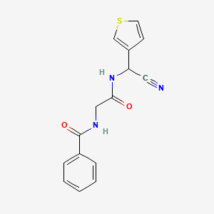 molecular formula C15H13N3O2S B2405834 N-[2-[[Cyano(thiophen-3-yl)methyl]amino]-2-oxoethyl]benzamide CAS No. 1465410-11-0