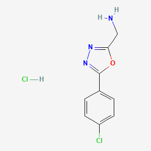 molecular formula C9H9Cl2N3O B2405843 [5-(4-Chlorophenyl)-1,3,4-oxadiazol-2-yl]methanamine hydrochloride CAS No. 1228880-21-4