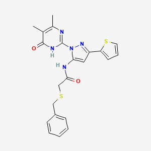 2-(benzylthio)-N-(1-(4,5-dimethyl-6-oxo-1,6-dihydropyrimidin-2-yl)-3-(thiophen-2-yl)-1H-pyrazol-5-yl)acetamide