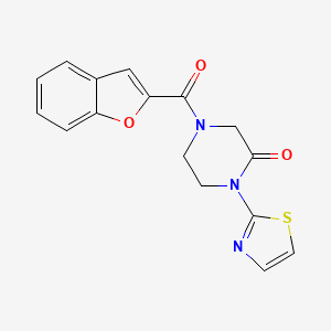 molecular formula C16H13N3O3S B2405853 4-(苯并呋喃-2-甲酰)-1-(噻唑-2-基)哌嗪-2-酮 CAS No. 2310126-14-6
