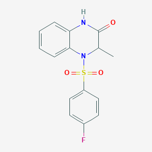 molecular formula C15H13FN2O3S B2405855 4-[(4-氟苯基)磺酰基]-3-甲基-3,4-二氢-2(1H)-喹喔啉酮 CAS No. 1007920-96-8