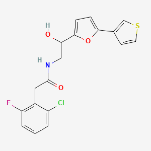 molecular formula C18H15ClFNO3S B2405857 2-(2-氯-6-氟苯基)-N-(2-羟基-2-(5-(噻吩-3-基)呋喃-2-基)乙基)乙酰胺 CAS No. 2034344-64-2
