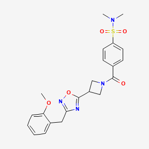 molecular formula C22H24N4O5S B2405859 4-(3-(3-(2-methoxybenzyl)-1,2,4-oxadiazol-5-yl)azetidine-1-carbonyl)-N,N-dimethylbenzenesulfonamide CAS No. 1396792-46-3