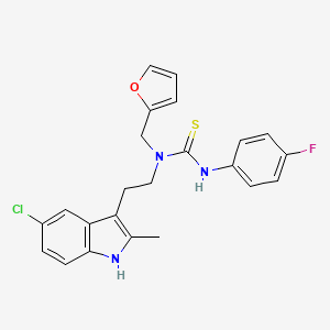 molecular formula C23H21ClFN3OS B2405867 1-(2-(5-氯-2-甲基-1H-吲哚-3-基)乙基)-3-(4-氟苯基)-1-(呋喃-2-基甲基)硫脲 CAS No. 851971-29-4