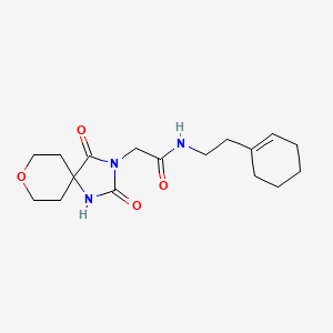 molecular formula C17H25N3O4 B2405878 N-[2-(1-环己烯基)乙基]-2-(2,4-二氧代-8-氧杂-1,3-二氮杂螺[4.5]癸-3-基)乙酰胺 CAS No. 1775351-93-3