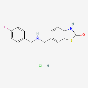 molecular formula C15H14ClFN2OS B2405897 6-[[(4-氟苯基)甲氨基]甲基]-3H-1,3-苯并噻唑-2-酮；盐酸盐 CAS No. 2460757-07-5