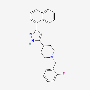 molecular formula C25H24FN3 B2405907 1-[(2-fluorophenyl)methyl]-4-(3-naphthalen-1-yl-1H-pyrazol-5-yl)piperidine CAS No. 1025724-82-6