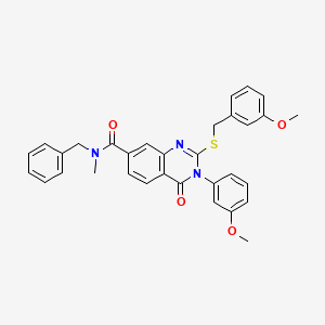 molecular formula C32H29N3O4S B2405919 N-benzyl-2-((3-methoxybenzyl)thio)-3-(3-methoxyphenyl)-N-methyl-4-oxo-3,4-dihydroquinazoline-7-carboxamide CAS No. 1115405-71-4
