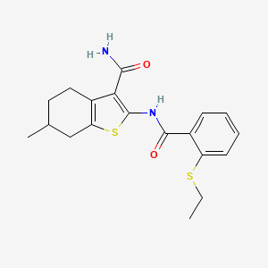 molecular formula C19H22N2O2S2 B2405926 2-(2-(Ethylthio)benzamido)-6-methyl-4,5,6,7-tetrahydrobenzo[b]thiophene-3-carboxamide CAS No. 886916-06-9