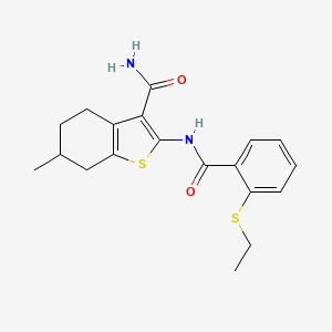 molecular formula C19H22N2O2S2 B2405926 2-(2-(乙硫基)苯甲酰胺)-6-甲基-4,5,6,7-四氢苯并[b]噻吩-3-甲酰胺 CAS No. 886916-06-9