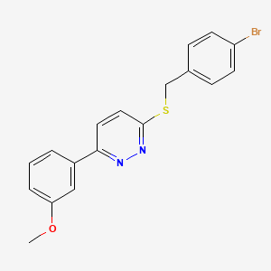 molecular formula C18H15BrN2OS B2405934 3-((4-Bromobenzyl)thio)-6-(3-methoxyphenyl)pyridazine CAS No. 896048-96-7