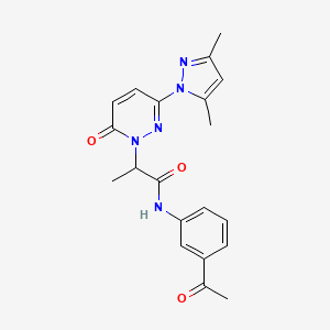 molecular formula C20H21N5O3 B2405935 N-(3-乙酰基苯基)-2-(3-(3,5-二甲基-1H-吡唑-1-基)-6-氧代吡哒嗪-1(6H)-基)丙酰胺 CAS No. 1334374-47-8