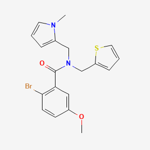 molecular formula C19H19BrN2O2S B2405937 2-溴-5-甲氧基-N-((1-甲基-1H-吡咯-2-基)甲基)-N-(噻吩-2-基甲基)苯甲酰胺 CAS No. 1286717-59-6