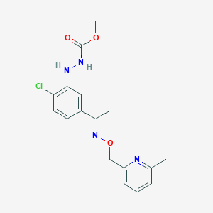 molecular formula C17H19ClN4O3 B2405938 Methyl N-[2-chloro-5-[(E)-C-methyl-N-[(6-methylpyridin-2-yl)methoxy]carbonimidoyl]anilino]carbamate CAS No. 685526-82-3