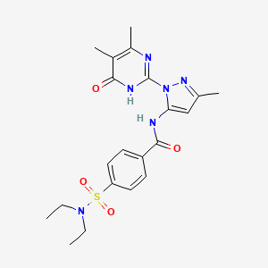molecular formula C21H26N6O4S B2405939 4-[(diethylamino)sulfonyl]-N-[1-(4,5-dimethyl-6-oxo-1,6-dihydropyrimidin-2-yl)-3-methyl-1H-pyrazol-5-yl]benzamide CAS No. 1052608-14-6