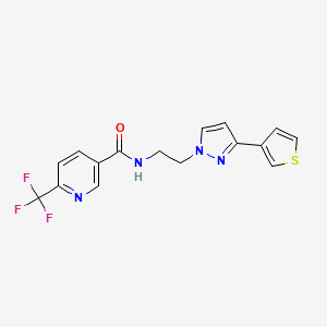 molecular formula C16H13F3N4OS B2405941 N-(2-(3-(thiophen-3-yl)-1H-pyrazol-1-yl)ethyl)-6-(trifluoromethyl)nicotinamide CAS No. 2034260-04-1